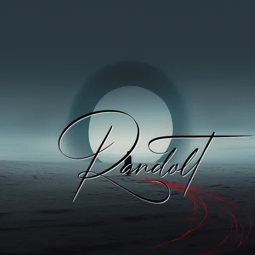 Stylized signature text 'Randolt' on a foggy landscape with a circular arch in the background.