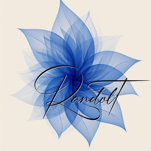 Digital artwork featuring abstract blue floral shapes and mandala patterns.