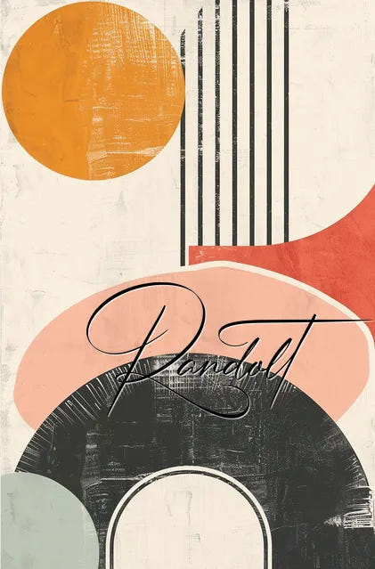 Abstract geometric art with retro circles, arches, and 'Painful' script overlay in black.