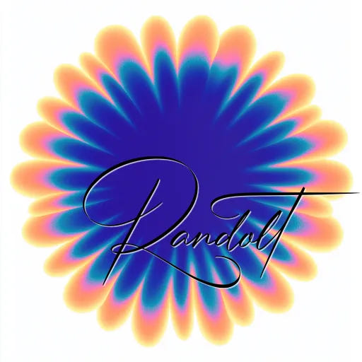 Colorful gradient floral design with the word 'Randolt' in elegant script overlaying the center.
